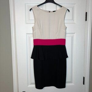 Saks Fifth Avenue Black: Multicolored peplum dress (size 4)